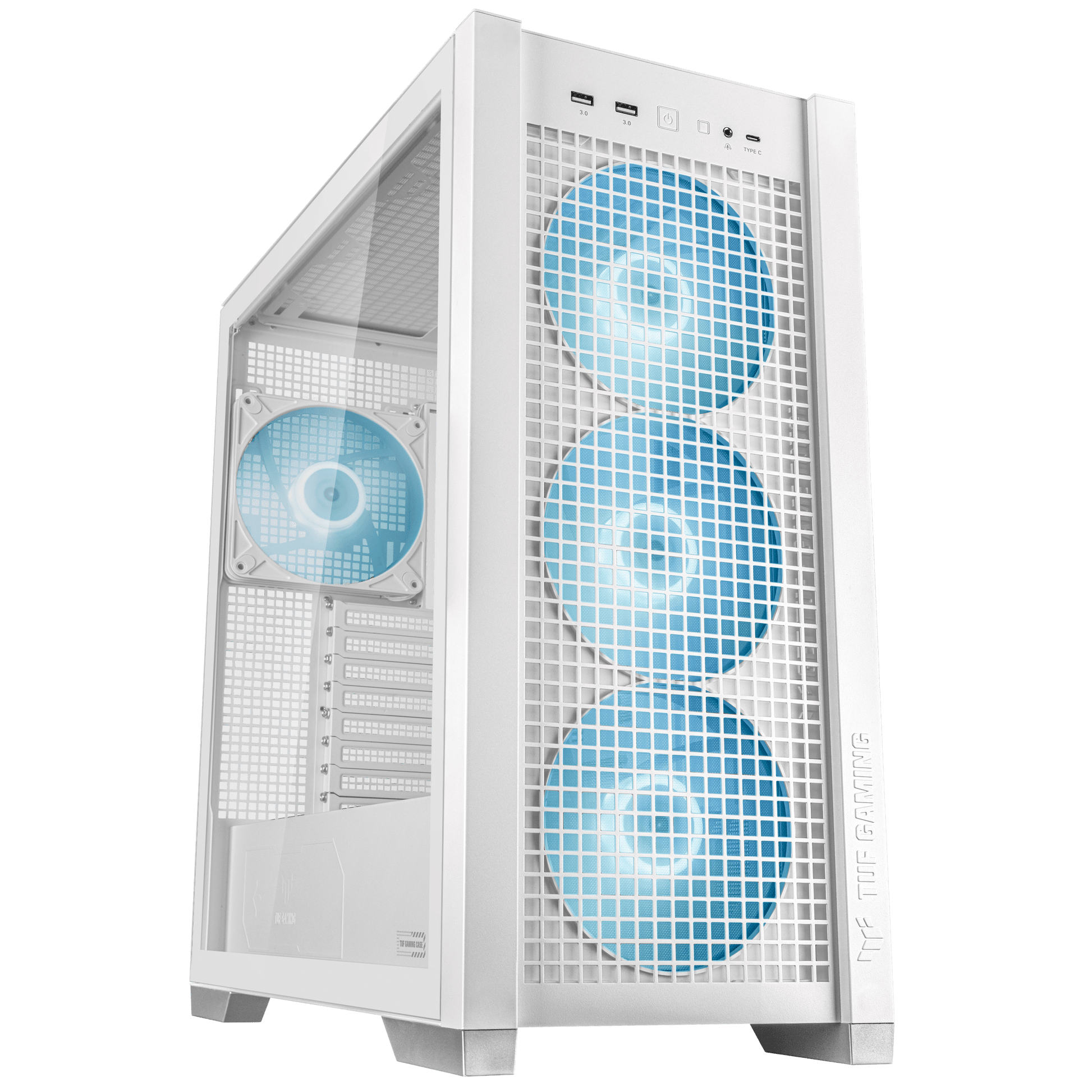 ASUS TUF Gaming GT302 ARGB – PC-Gehäuse – Weiss, EATX/ATX/mATX/Mini-ITX, 3×140 mm Front, Seitenfenster
