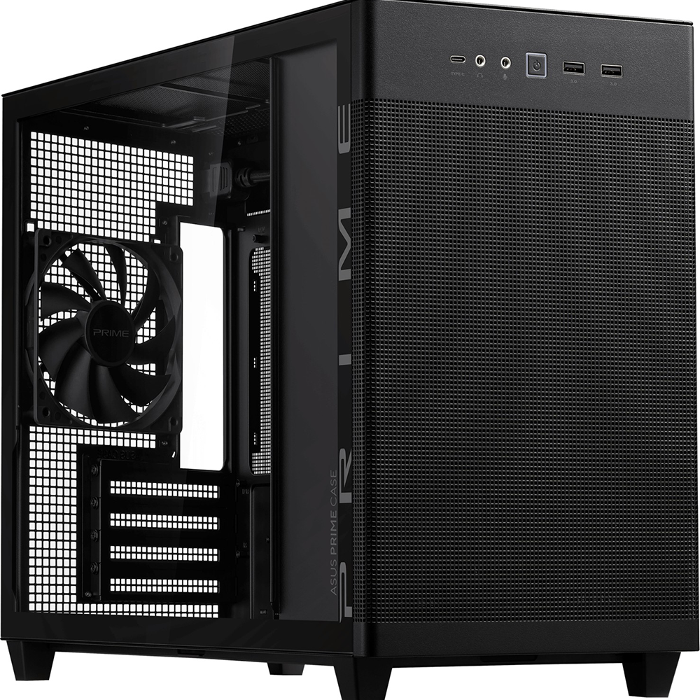 ASUS AP201 PRIME – PC-Gehäuse (Mini-Tower) – micro-ATX/Mini-ITX, 3×3,5", 1×2,5", USB-C, Schwarz