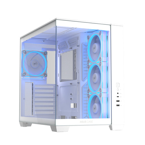 ASUS A32 PLUS TG ARGB WEISS – PC-Gehäuse – ATX/micro-ATX/Mini-ITX, Gehärtetes Glas, ARGB, ohne Netzteil