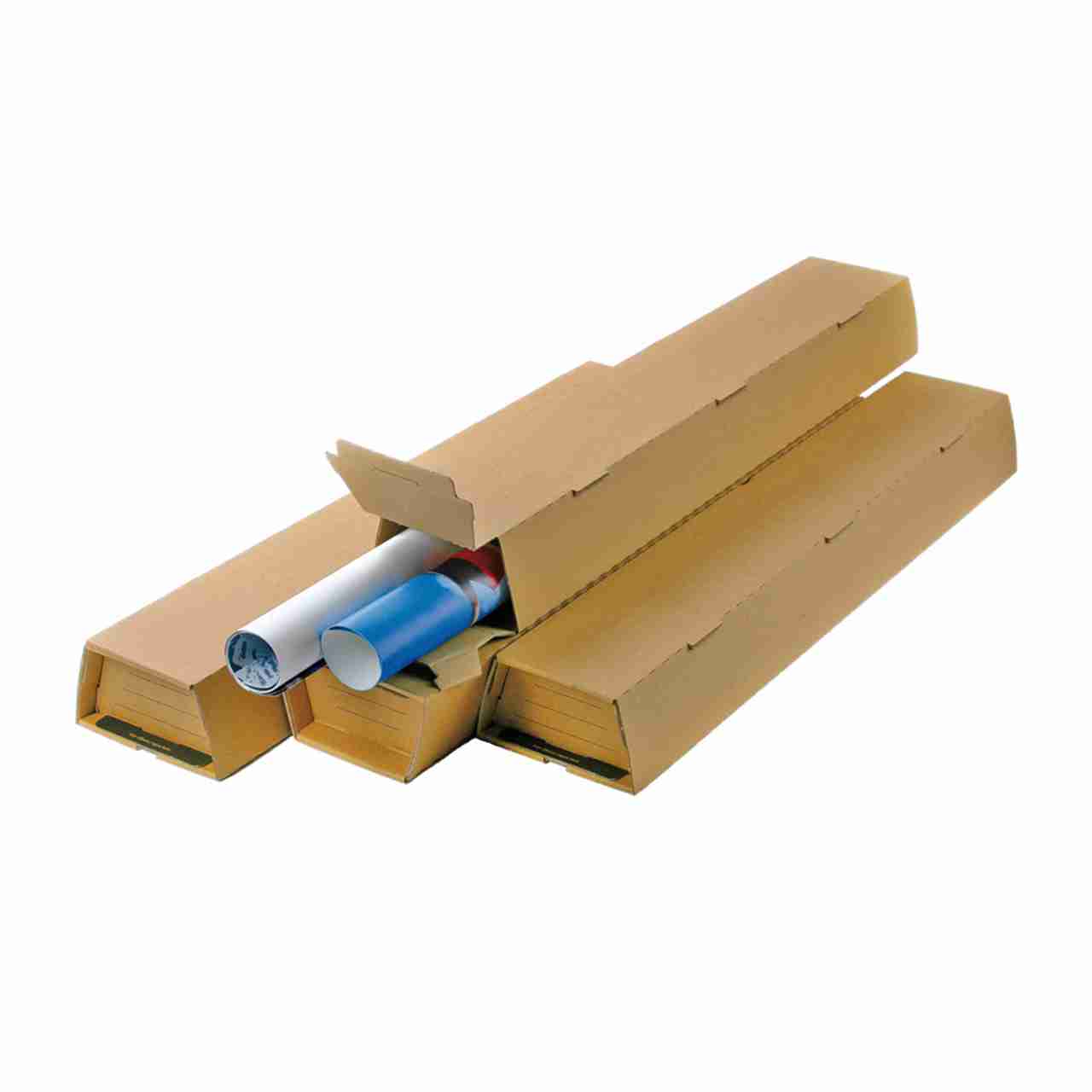 Colompac Versandverpackung – 705 × 105 × 75 mm, braun, Wellkarton, Aufreissband, selbstklebend – 1 Stk., ab 1'000 Stk.