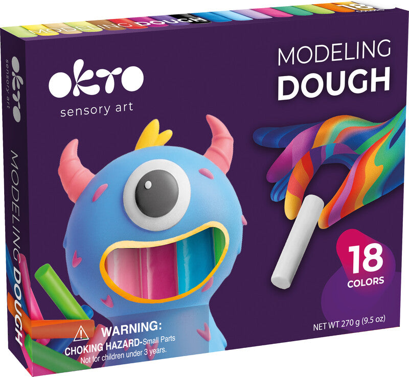 Okto sensory art Modelliermasse-Set – 18 × 35 g – lufthärtend – ab 3 Jahren
