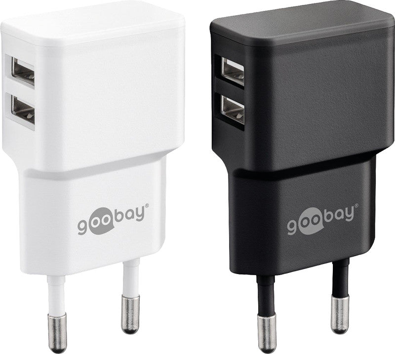 Goobay USB-Ladegerät – 12 W, 2× USB-A
