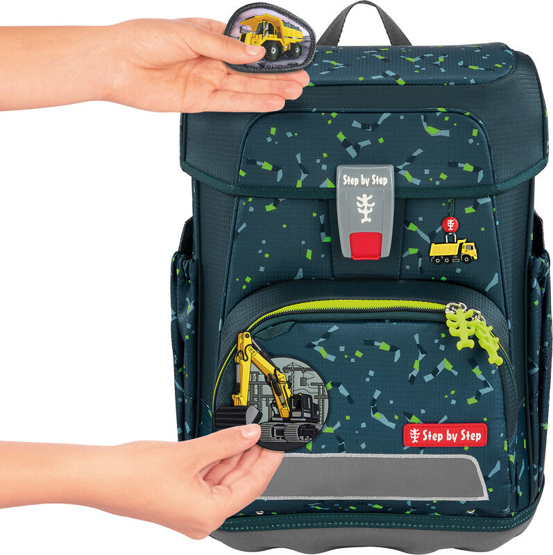 Step by Step Schulrucksack-Set Cloud – 5-teilig – Bagger Rocco – Recycelte Materialien