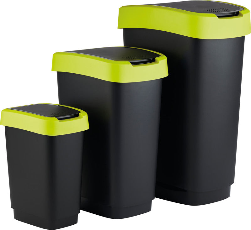 Rotho Abfallcontainer – 10 l – mit Deckel – Kunststoff, Limettengrün – B × H × T 181 × 330 × 248 mm
