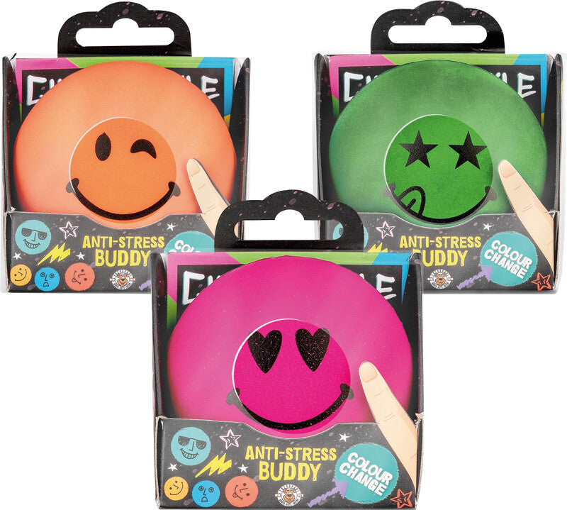 Trendhaus Chill and Smile Buddy Stressball – 6,8 × 3,5 × 6,8 cm, Kunststoff, reagiert auf Wärme
