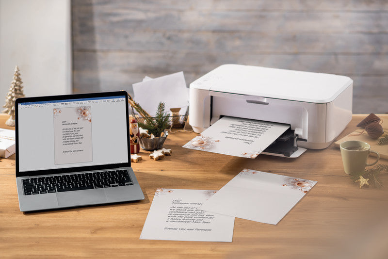 Sigel Motivpapier – A4, 90 g/m², Motiv: Weihnachten in Roségold – für Inkjet/Laser/Kopierer – FSC – 100 Blatt