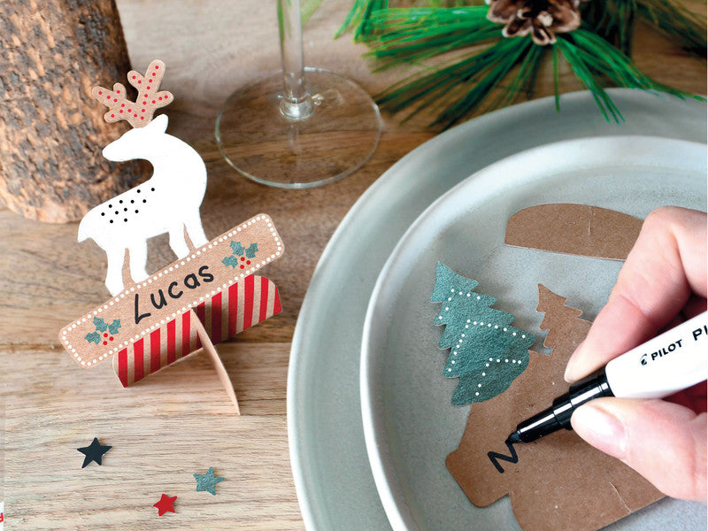 Pilot Bastelset Pintor Xmas Tischkarten – 4 Pigment Marker, 12 Kartonvorlagen