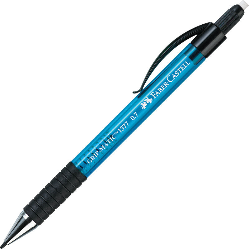Faber-Castell Grip Matic Druckbleistift – 0,7 mm, blau, inkl. 12 Minen