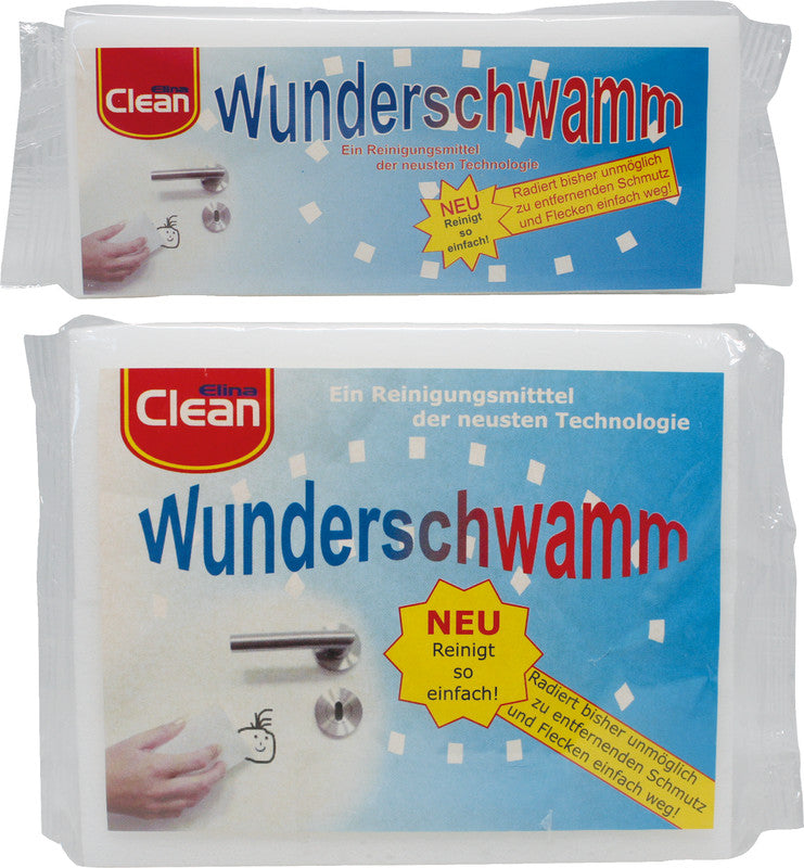 Elina clean Universalschwamm – Kunststoff, 14 × 6 × 3 cm, weiss, für Farbstifte, Fingerabdrücke, Kalkflecken