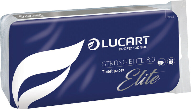 Lucart Toilettenpapier – 3-lagig, Zellstoff, Blattgrösse 96 × 120 mm, 250 Blatt/Rolle – 8 Rollen