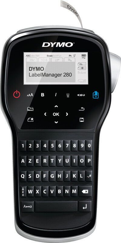 DYMO LabelManager 280 – Beschriftungsgerät, für Schriftbänder bis 12 mm, USB, Akku