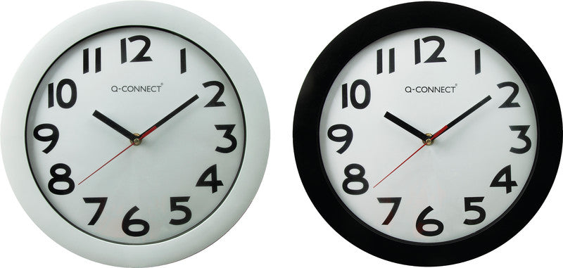 Q-CONNECT Wanduhr – Ø 28 cm, weiss, Kunststoff