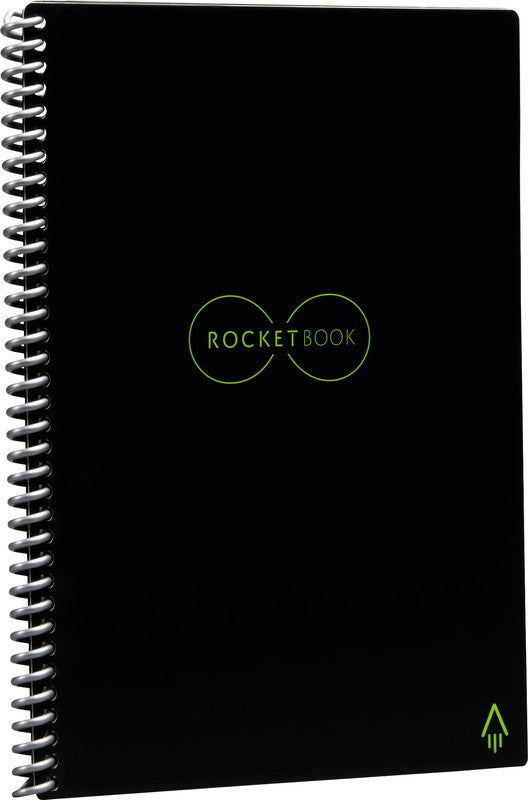 Rocketbook Spiralbuch, Spiralbindung, Hardcover, 36 Seiten, 90 g/m² – Schwarz, für Rocketbook App
