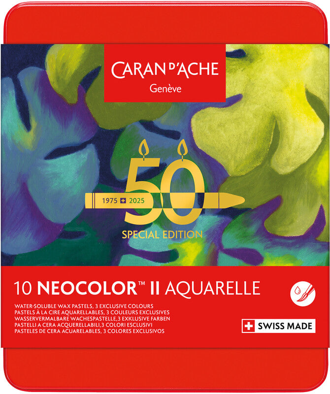 Caran d-Ache Caran d'Ache – Neocolor II – Wachsmalkreiden – Set – 10 Farben, Sonderedition in Metallschachtel