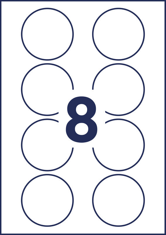 Avery Schuletiketten – Ø 65 mm, 160 Stk, 20 Bogen, Textil, ablösbar