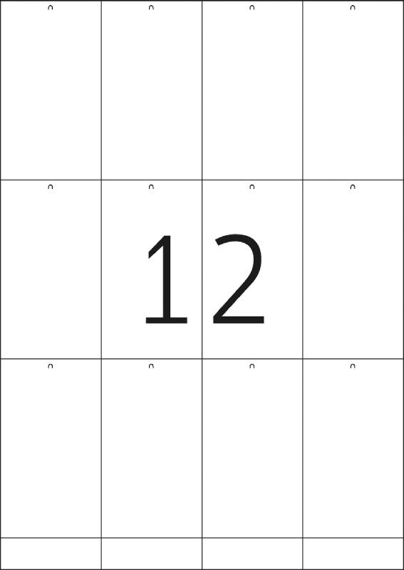 HERMA Anhängeetiketten – rechteckig 52,5 × 93,5 mm, weiss, A4, perforiert, mit Loch, 100 Blatt (1'200 Stk.)