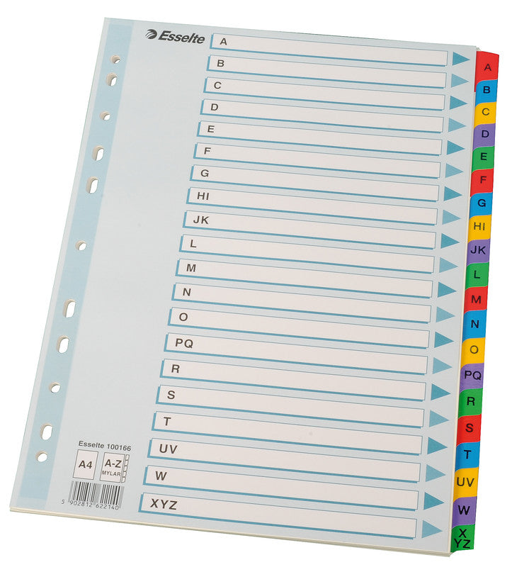 Esselte Register – für A4, Karton, A–Z, 20-teilig, mehrfarbig, 11-fach