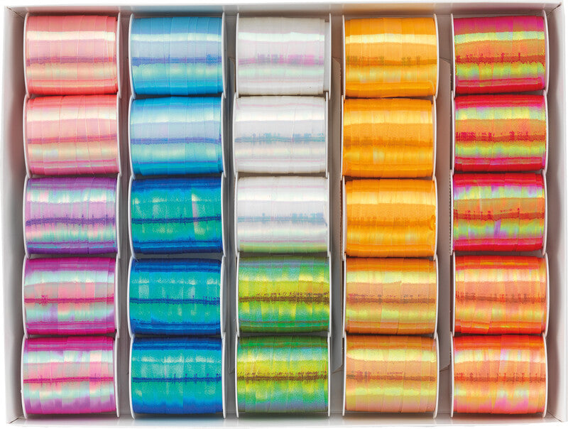 Brizzolari Geschenkband, Kunststoff, irisierend, sortiert, 10 mm × 10 m