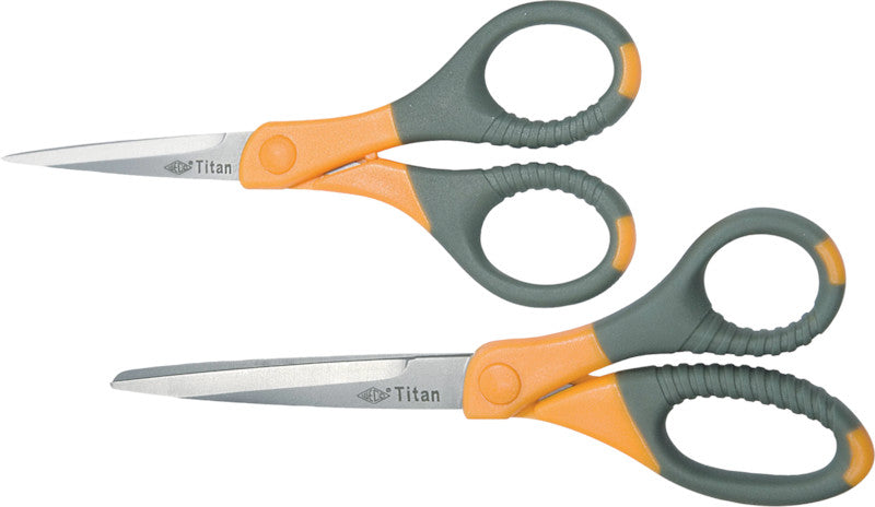 Wedo Universalschere – Edelstahl, titanbeschichtet, für Rechts- und Linkshänder, spitz, Kunststoffgriffe, grau