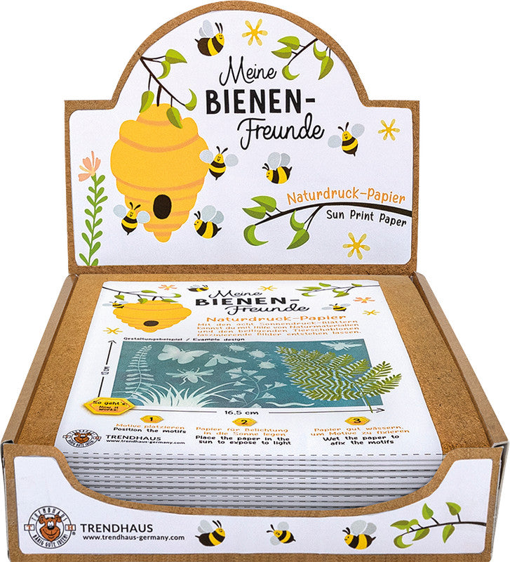 Trendhaus Naturdruckpapier-Set Meine Bienen-Freunde – 8 Naturdruckpapiere – 155 × 202 mm
