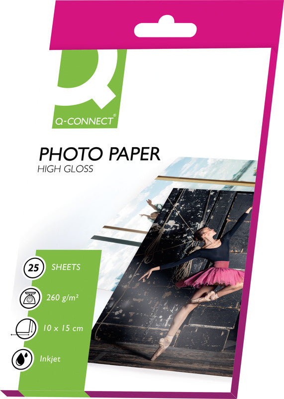 Q-CONNECT Fotopapier – hochglänzend, A4, 260 g/m², 20 Blatt – für Inkjet-Drucker