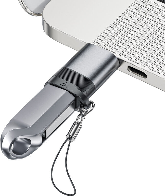 Acefast Adapter USB-C zu USB-A – USB 3.2 Gen 2 (10 Gbit/s), PD 27 W – Metallgrau