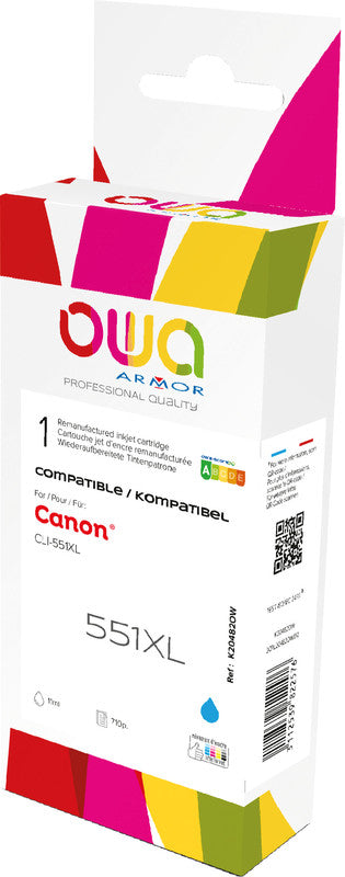 Owa Tintenpatrone CLI-551XLC, cyan, 10,5 ml, kompatibel – für Canon