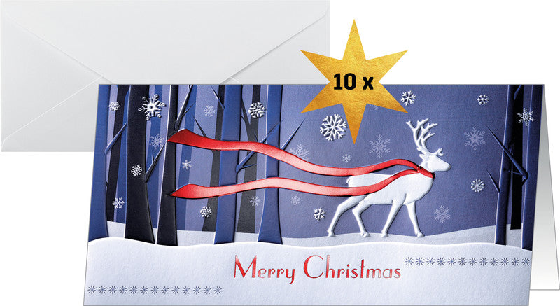 Sigel Grusskarte Winter's Eve – 220 × 110 mm – mit Umschlägen, für Inkjet/Laser/Kopierer, Edelkarton