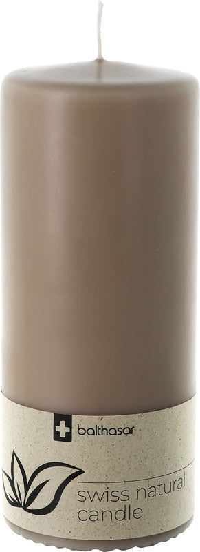 Balthasar Zylinderkerze, taupe, 19 cm, Ø 8 cm – eco:plus, recyclingfähig