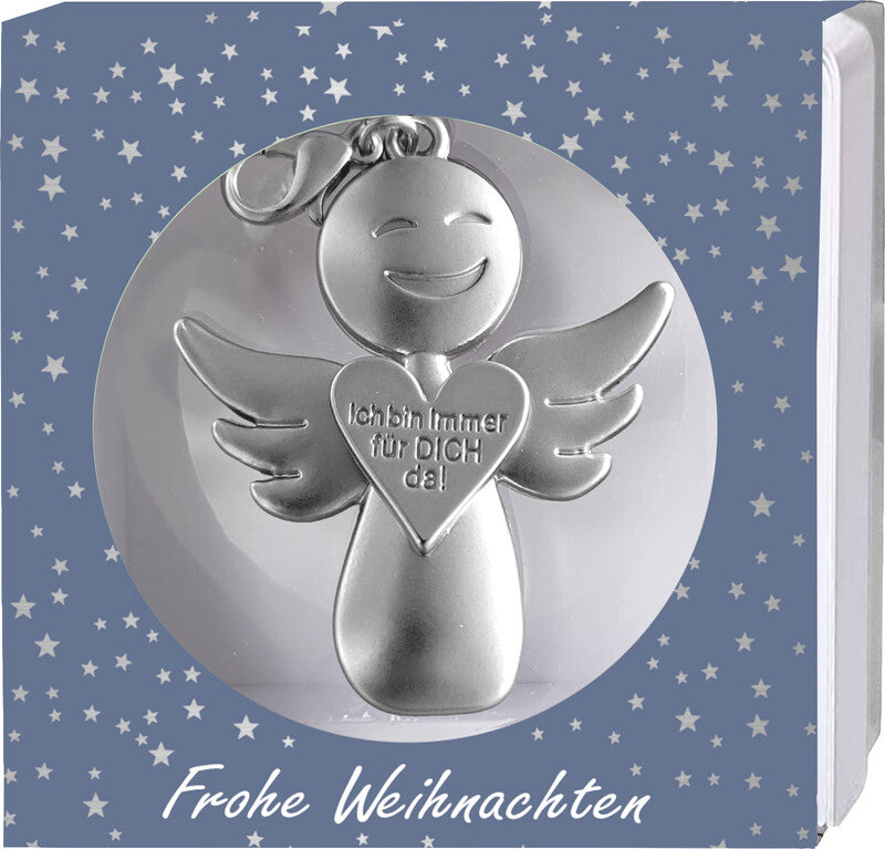 Kurt eulzer Schlüsselanhänger – Metall, 45 × 50 mm, silber, Motiv "Engel Sweet Little Bodyguards"
