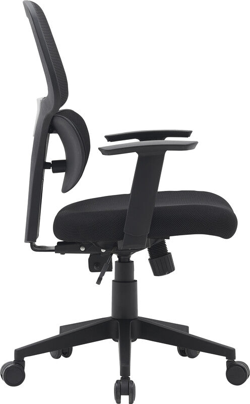 Q-CONNECT Ancona Bürostuhl – Netzrücken – Schwarz, höhenverstellbare Armlehnen, 46–56 cm, bis 110 kg