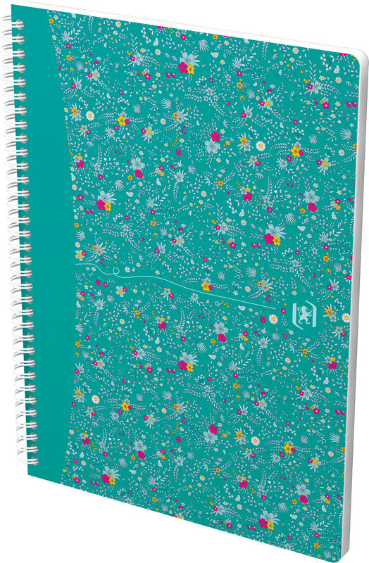 Oxford Collegeblock B5, liniert, Spiralbindung, 60 Blatt, perforiert, 90 g/m² – floral, für SCRIBZEE App