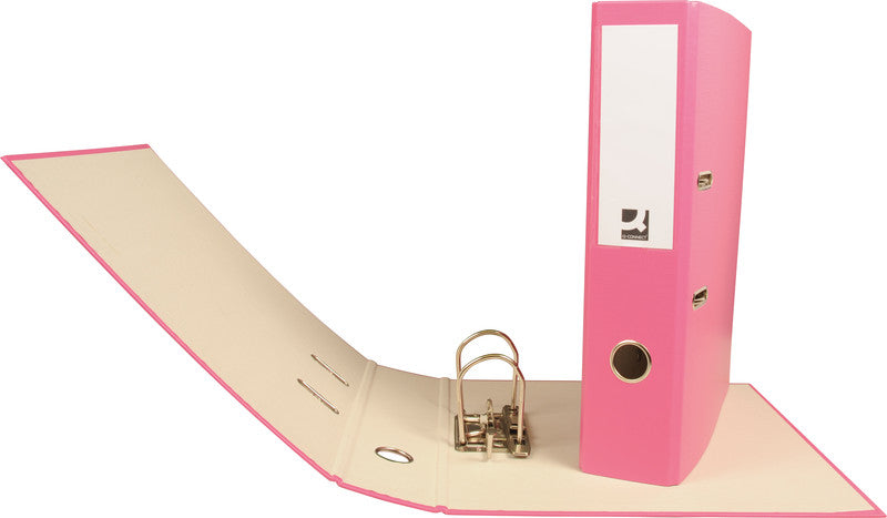 Q-connect Ordner – A4 hoch – 2-Ring Hebelmechanik, Rücken 70 mm – rosa, Karton, mit Griffloch, FSC