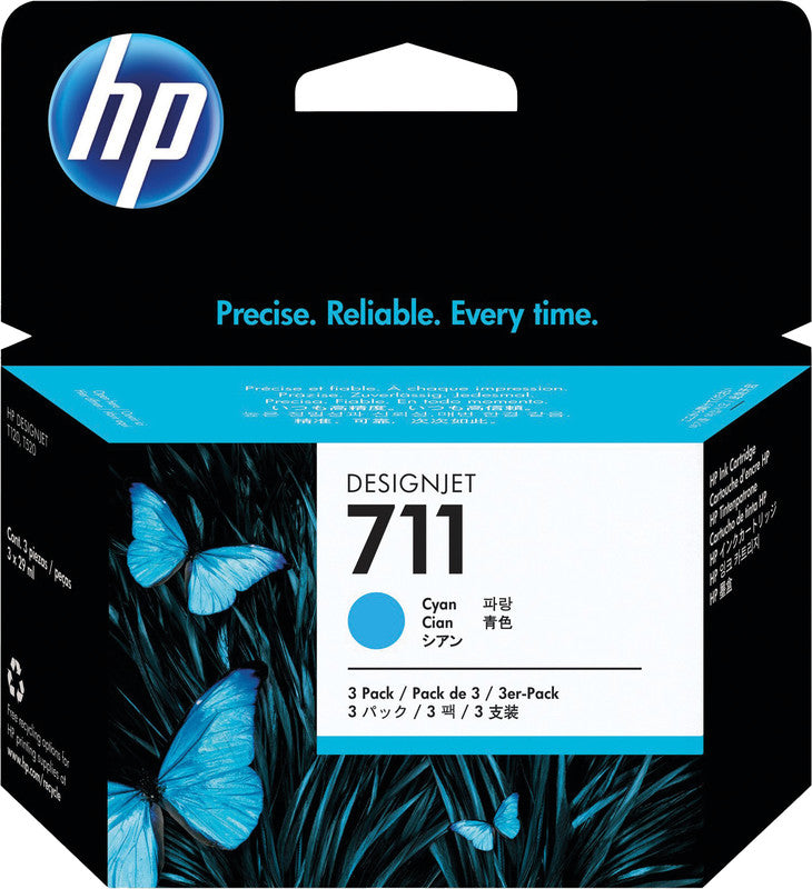 HP Tintenpatronen-Multipack 711, cyan, 3er-Pack – für Tintenstrahldrucker/Multifunktionsgeräte