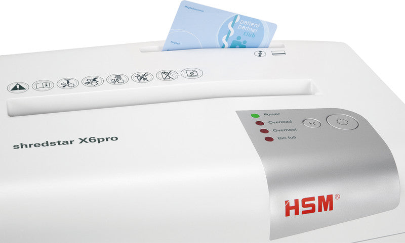 HSM X6pro – Aktenvernichter, DIN P-5, Mikroschnitt 2 × 15 mm, 6 Blatt, 20 l, A4