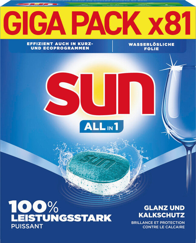 Sun All in 1 Complete Spülmaschinentabs – für Geschirrspüler – 92 Tabs