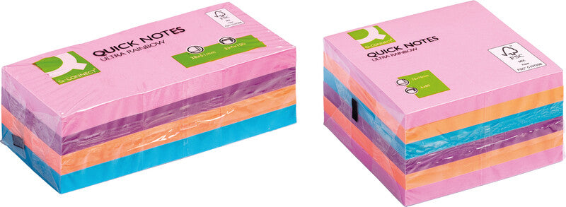 Q-Connect Haftnotizen – 76×76 mm – sortiert, 6×80 Blatt, recyclingfähig