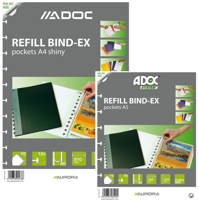 Adoc Sichtmappe A4 – 10 Hüllen, transparent, Kunststoff, genarbt, blendfrei, 80 µm