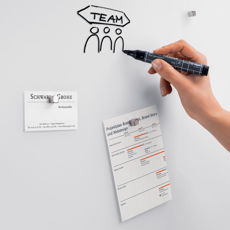 Sigel Whiteboard – 100 × 65 cm, Glas, magnetisch, Wandmontage, inkl. SuperDym-Magnetwürfel, Montagesatz