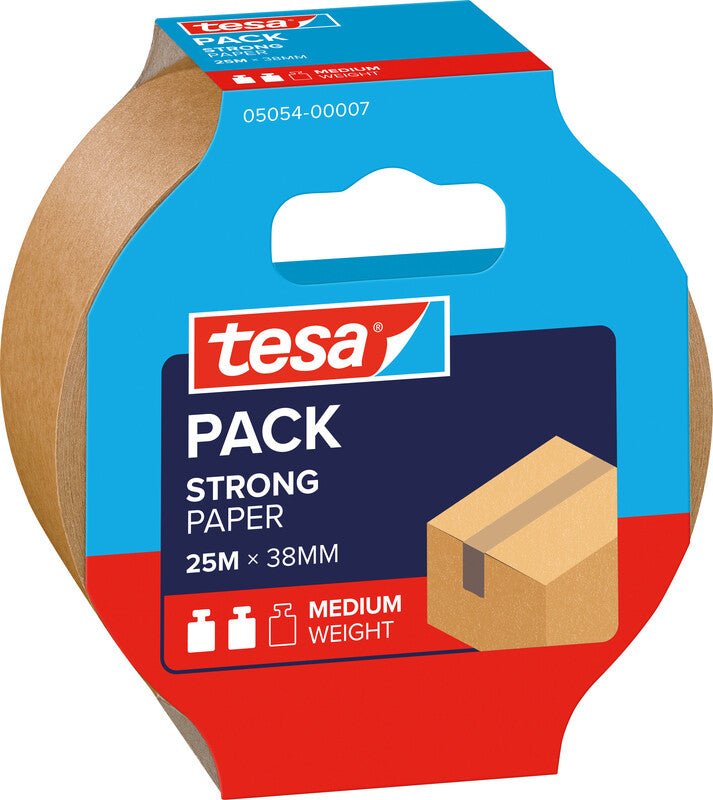 tesa Papier-Verpackungsband – 38 mm × 25 m, braun, stark, eco:plus