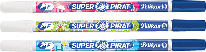 Pelikan Super Pirat Tintenlöscher – fein, blau, für Linkshänder geeignet, Display, 50 Stk.