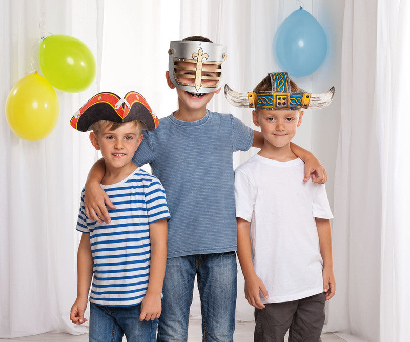 Folia Bastelset Kinderhüte ABENTEUER – 3-teilig – Pappe, bemalbar
