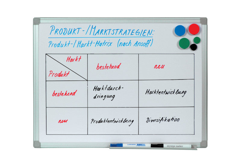Q-Connect – Whiteboard – 150 × 100 cm, lackierter Stahl, magnetisch, Aluminiumrahmen, Wandmontage