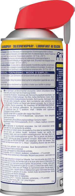 WD-40 Silikonspray – transparent, wasserfest, für Silikon, 400 ml, −35 bis +200 °C