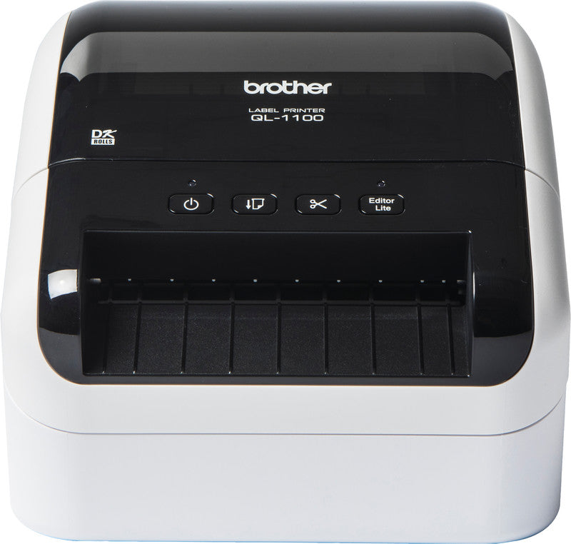 Brother QL-1100c – Etikettendrucker, Thermodirekt, USB, 300 dpi, 110 mm/s, für DK-Rollen bis 101,6 mm