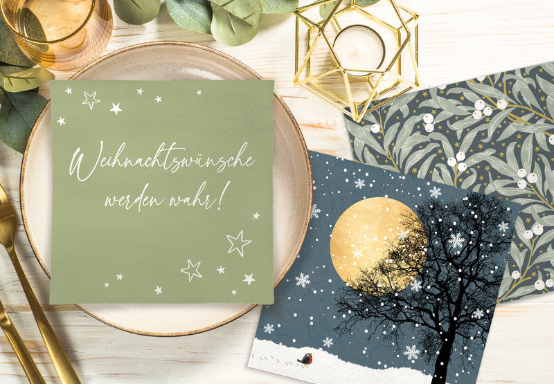 Atelier Servietten Christmas Leaves – 33 × 33 cm – 3-lagig, Tissue – 20 Stk.
