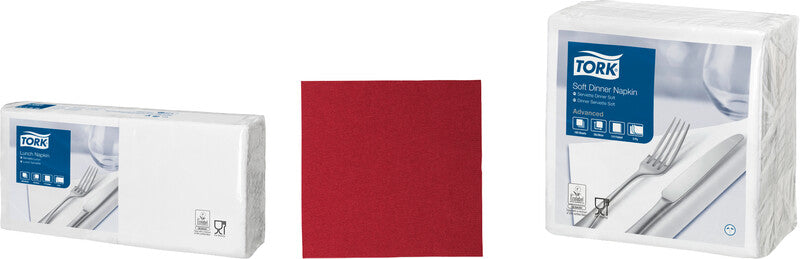 Tork Servietten – 33 × 33 cm – 3-lagig, Tissue – 150 Stk., weinrot