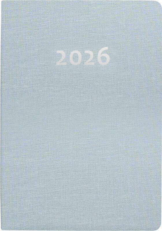Biella Agenda – 1 Woche/2 Seiten, gebunden, 7,6 × 11 cm, Jan–Dez, 2026, hellblau, FSC