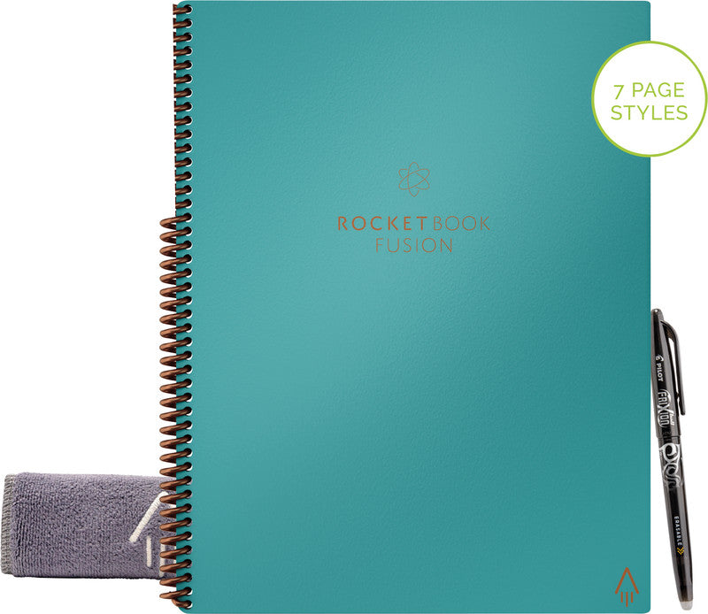 Rocketbook Spiralbuch, punktkariert, liniert, Spiralbindung, 42 Seiten, 90 g/m² – türkis, für ROCKETBOOK App