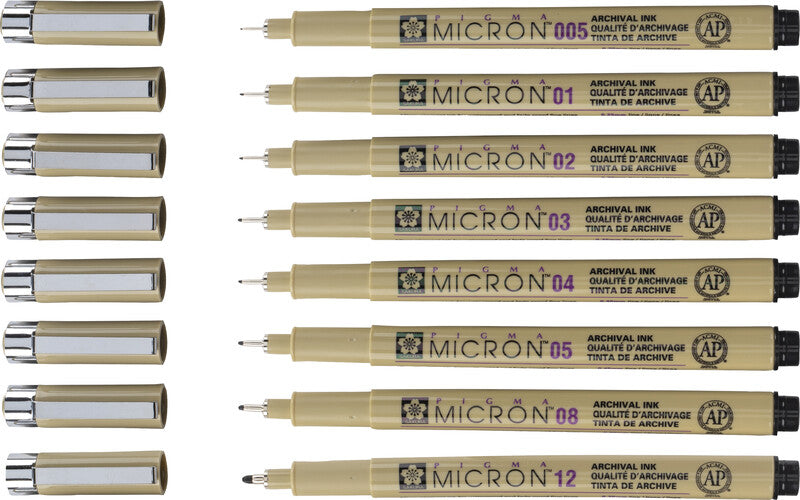 Sakura Pigma Micron Fineliner – 6er-Set 0,45 mm – 6 Farben, sortiert – wasserfest